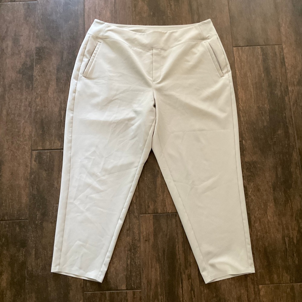 Athleta Brooklyn Ankle Pants Women 18 Beige Classic Minimalist Travel Athleisure